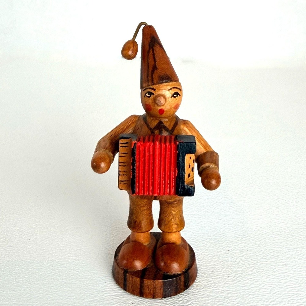 Vintage German Figurine Accordion Player Handcrafted Erzgebirge Folk Art